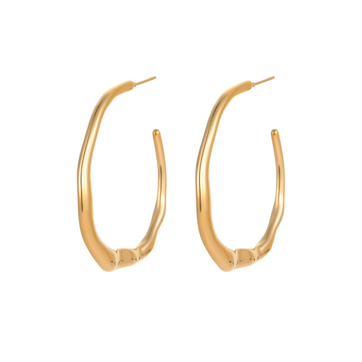 Orecchini a cerchio a C minimalisti geometrici in acciaio inossidabile con placcatura in oro 18 carati da donna