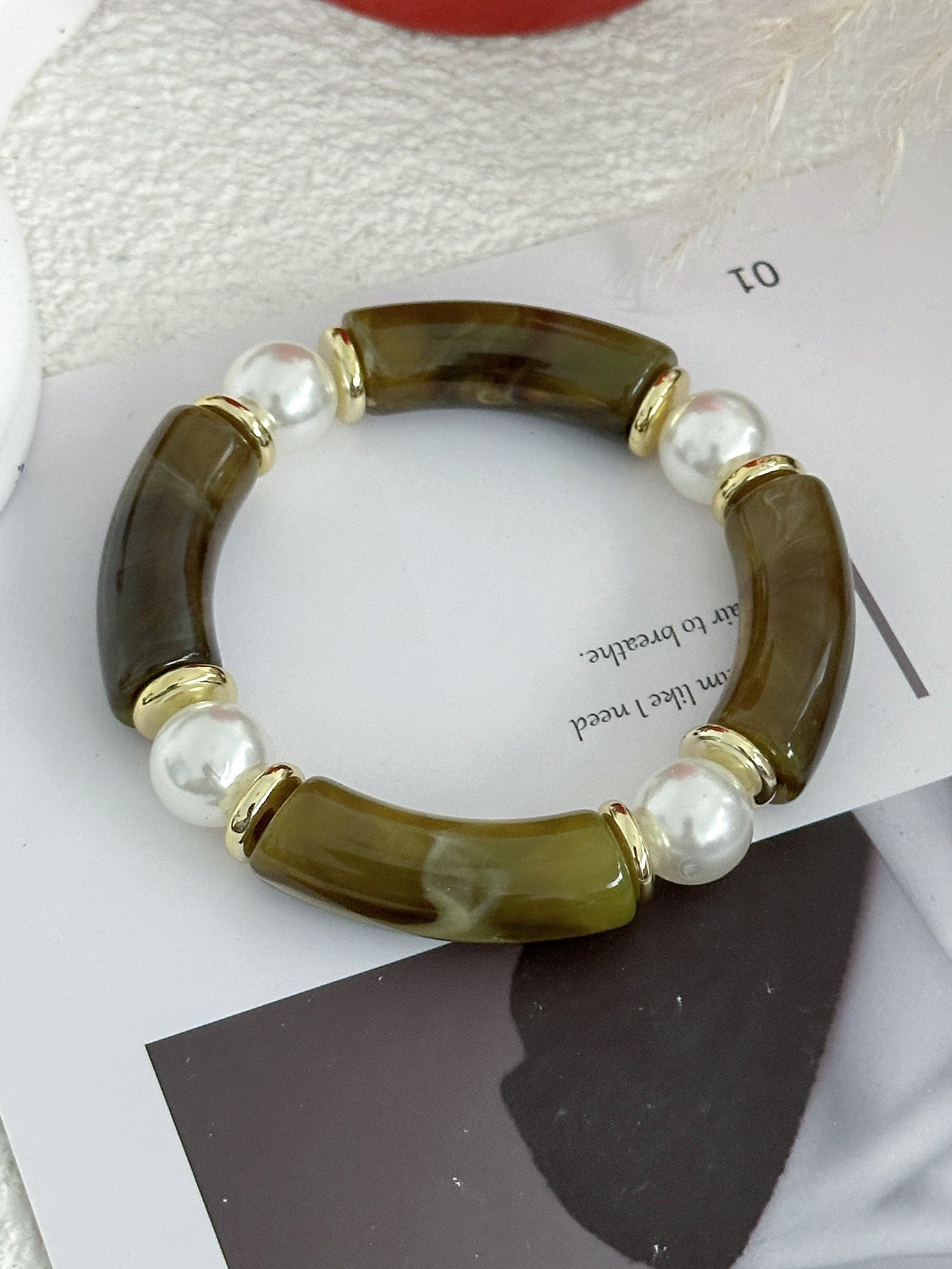 Bracciale Vintage Geometrico Acrilico a Goccia di Olio con Gradiente