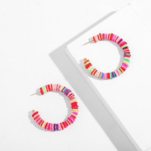 Orecchini Bohemian Geometrici Rotondi in Resina Fatti a Mano Colorati a Cerchio Unisex