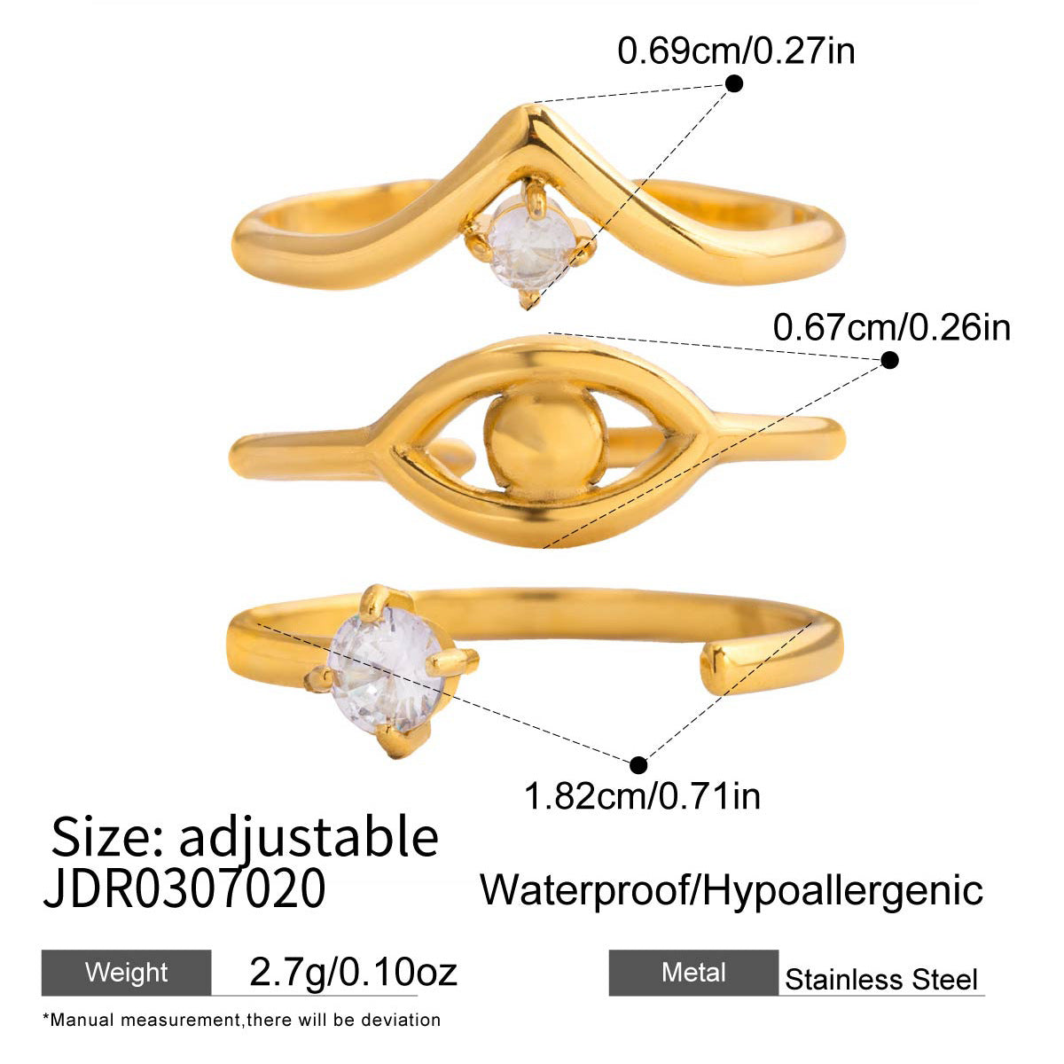 Anello da donna in acciaio al titanio con occhio di demone geometrico, placcato, gioiello di moda in acciaio inossidabile ipoallergenico