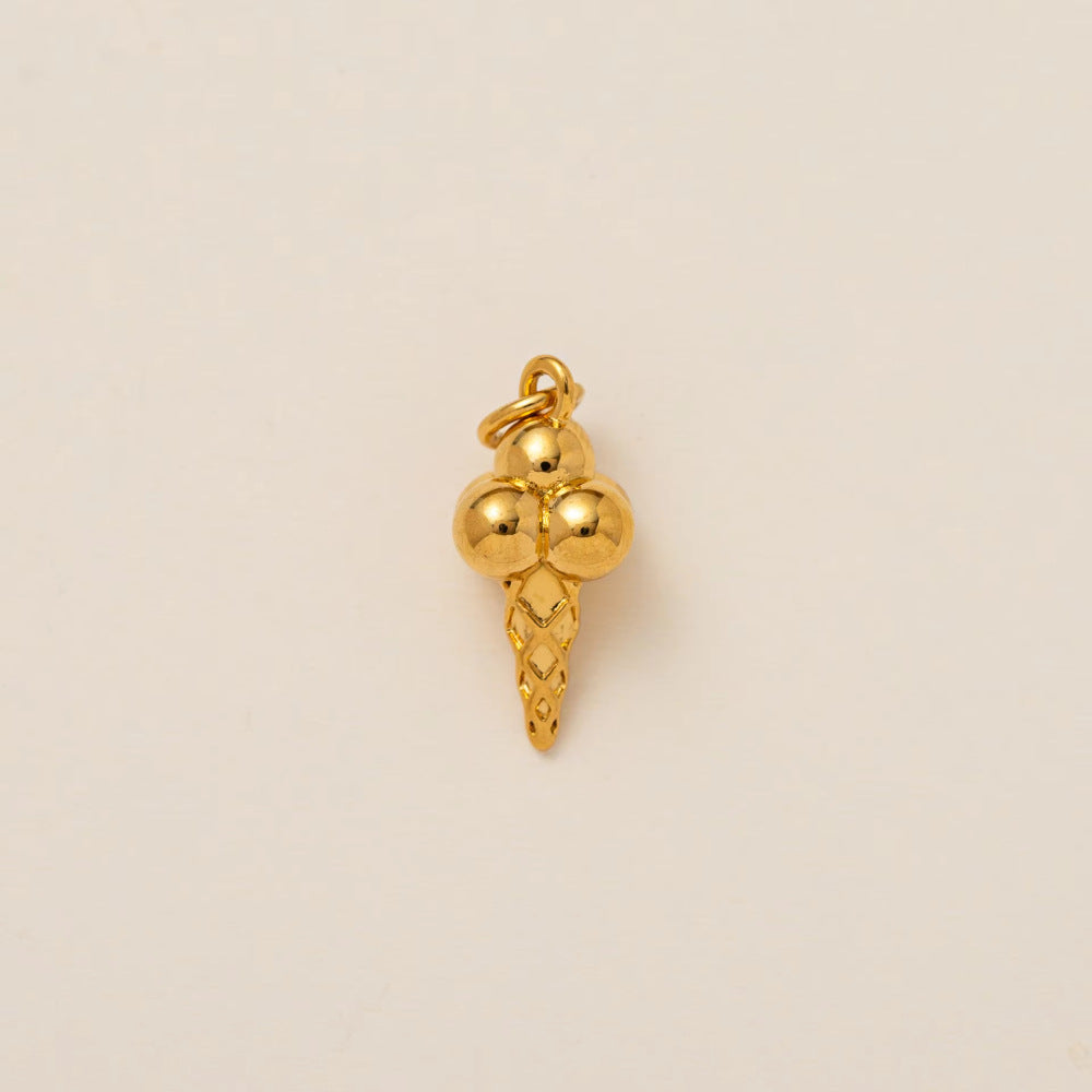 Vintage 18K Gold Plated Stainless Steel Round Coffee Bread Charm Bar for Women