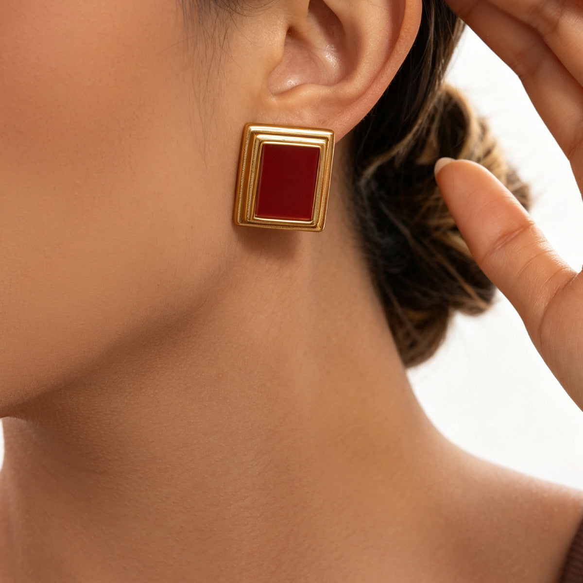 Vintage Geometric Square Stainless Steel Earrings PVD Plated