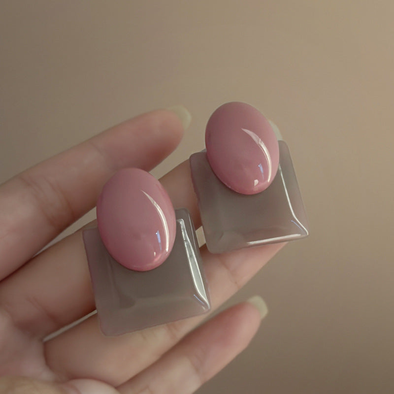 Orecchini a perno geometrici ovali retrò in lega per donna con finitura placcata, gioielli per orecchie eleganti e minimalisti