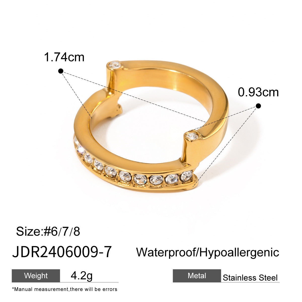 Elegant 18K Gold Plated Geometric Stainless Steel Ring for Women