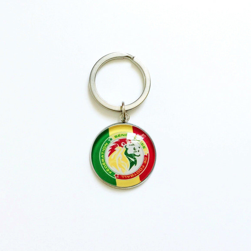 Sporty Round Stainless Steel Keychain National Football Team Souvenir Gift