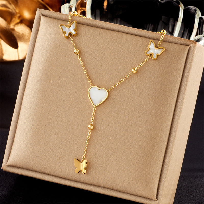 Collar Minimalista de Acero de Titanio Geométrico con Acabado Chapado para Mujer, Cadena para Clavícula para Llevar en Capas