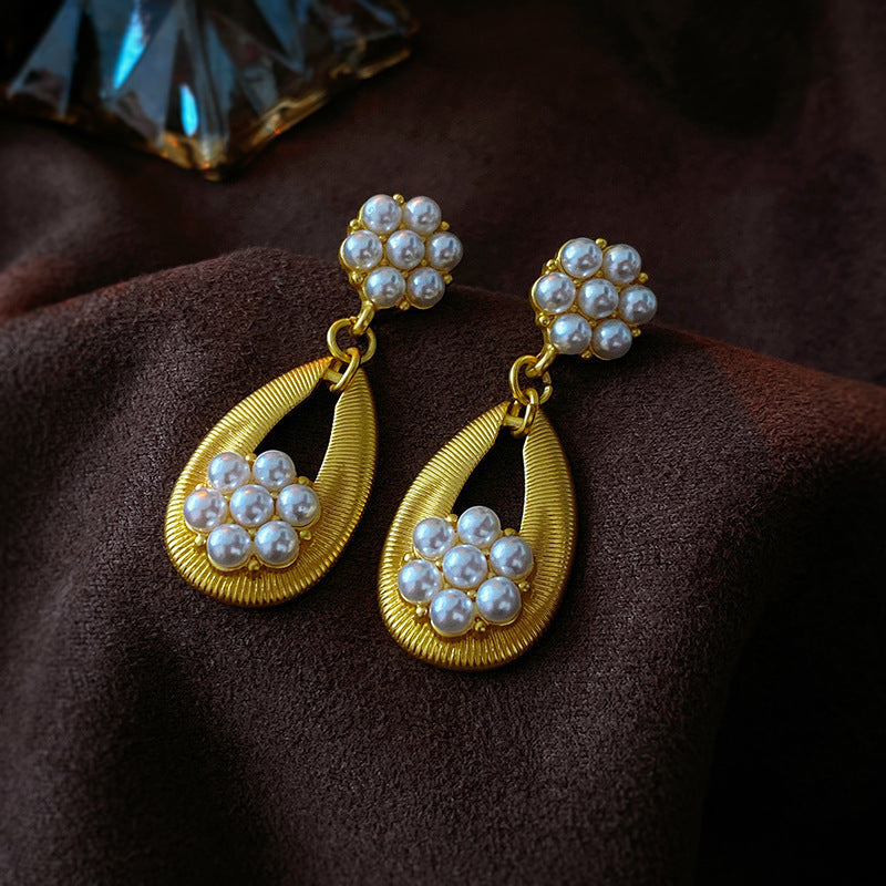Vintage Geometric Earrings with Oxidized Copper and Steel Posts for Women