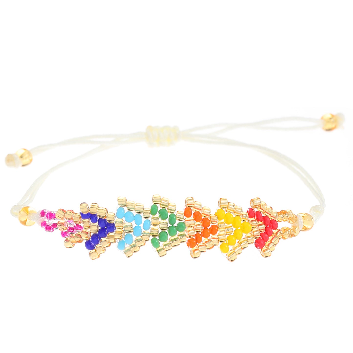 Bracciale Artigianale Bohemien Minimalista con Perline di Vetro a Forma di Freccia Geometrica