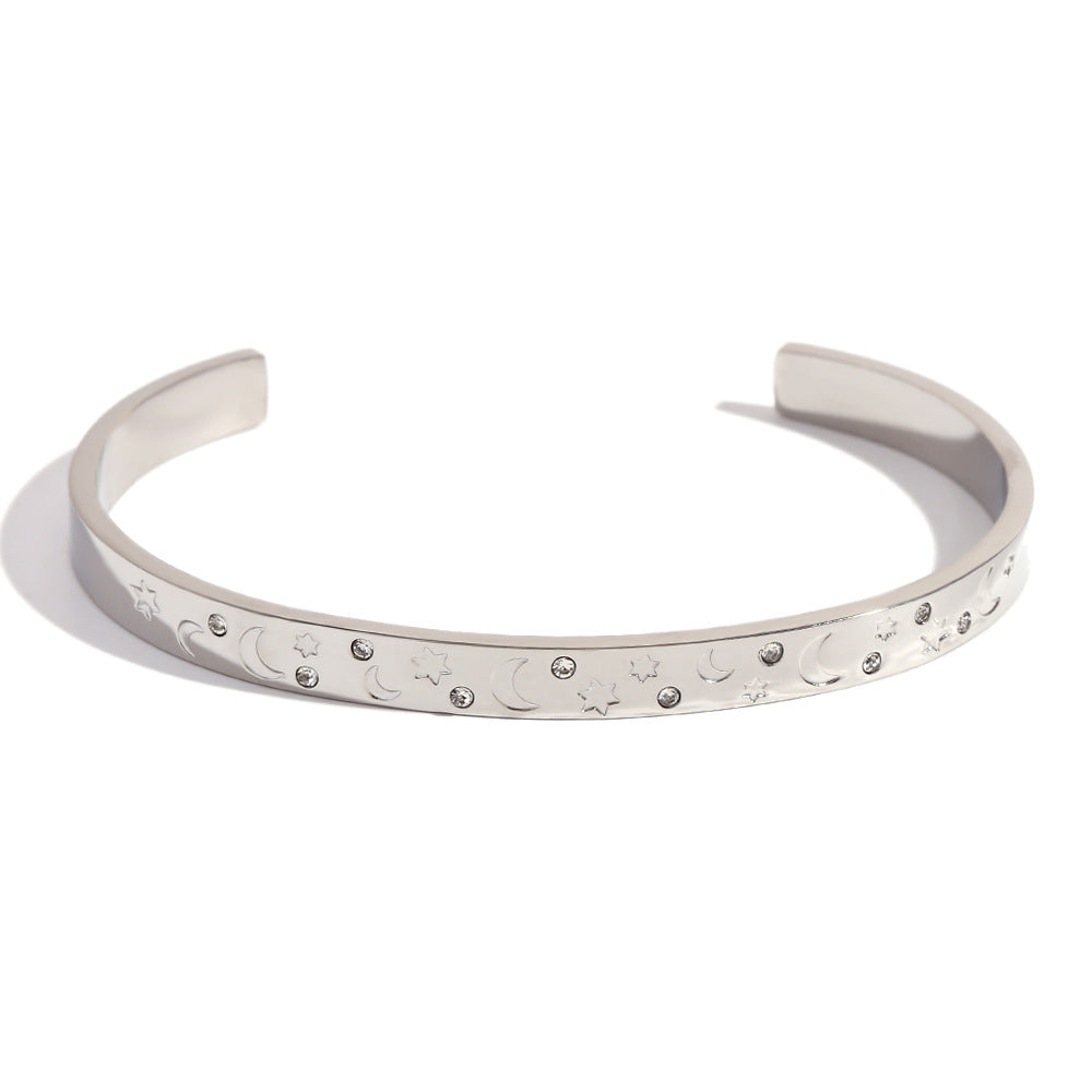 Minimalist Ocean-Inspired Stainless Steel Plated 18K Gold Bracelet for Women with Geometric Pattern