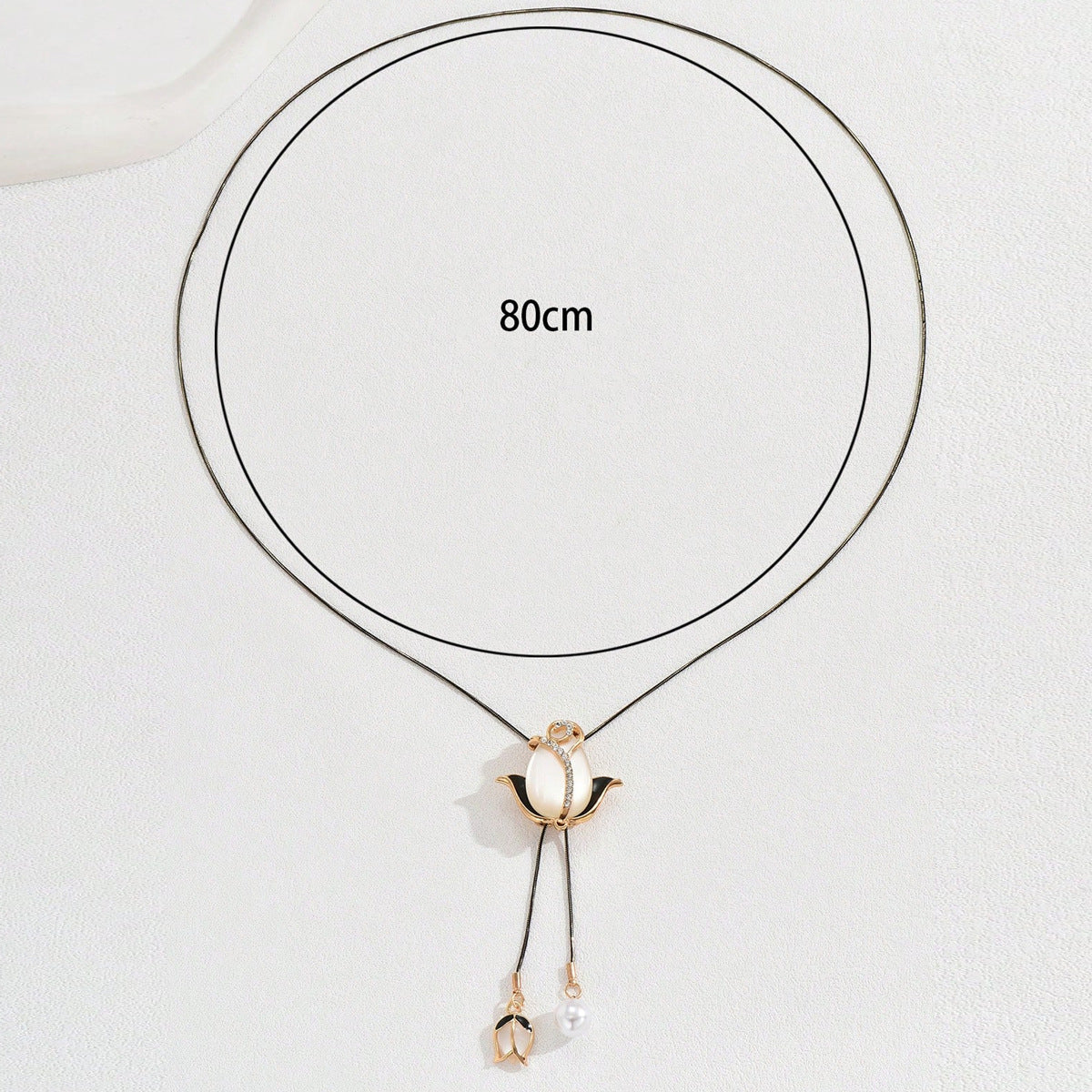 Elegante collana floreale a tulipano da donna con ciondolo in rame e intarsio in zircone su catena regolabile