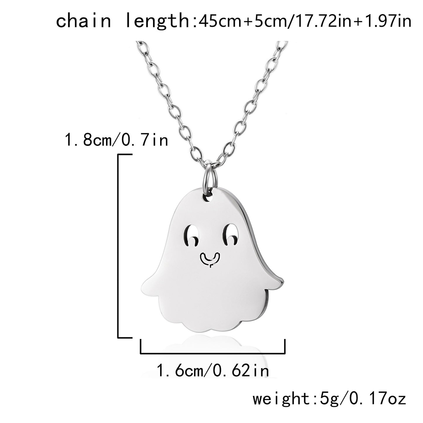 Collar con colgante de fantasma de Halloween con cadena de acero inoxidable, diseño de calabaza y calavera galvanizado, accesorio de moda unisex
