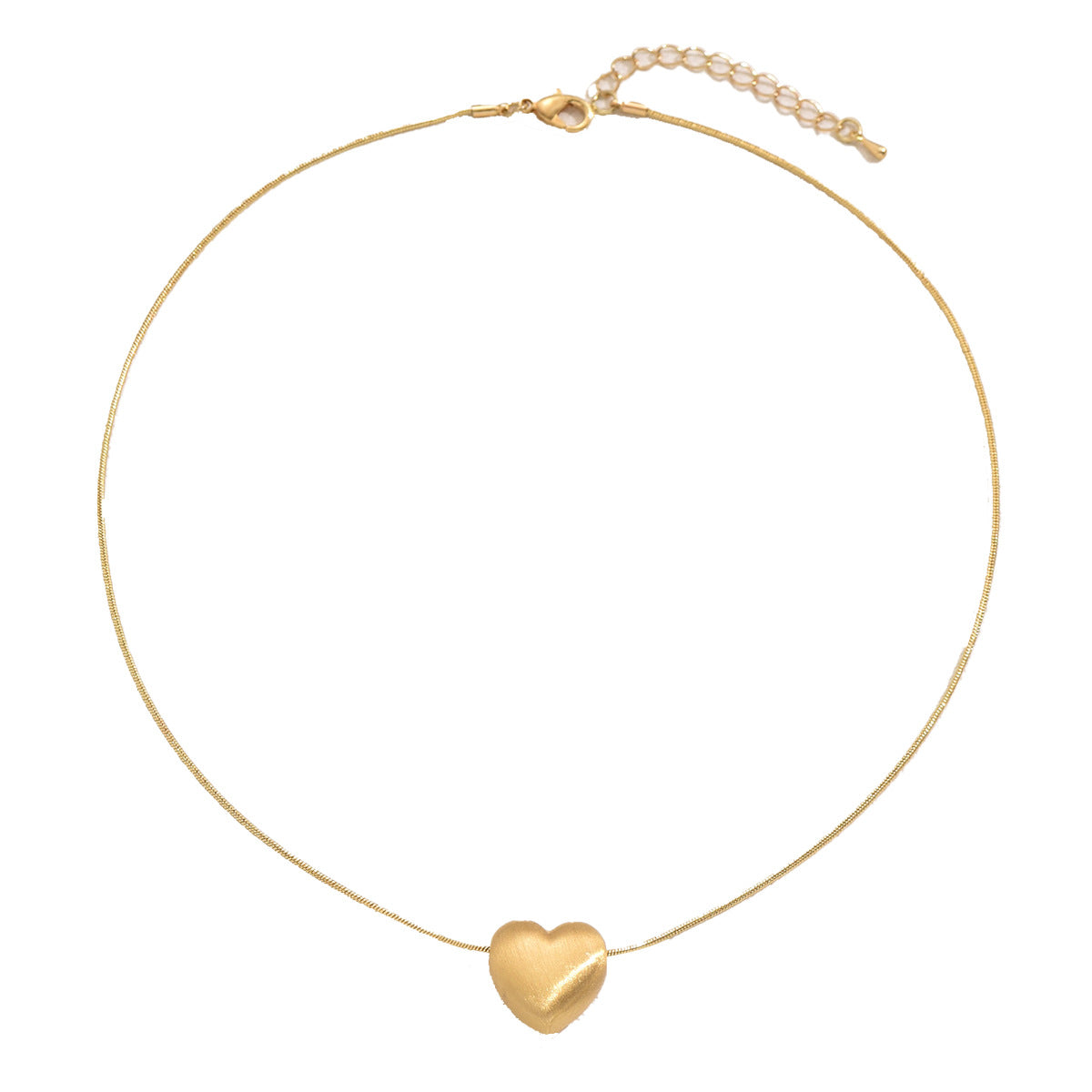 Elegante Collana da Donna con Ciondolo a Cuore Opaco in Rame Placcato, Minimalista con Catena Clavicola