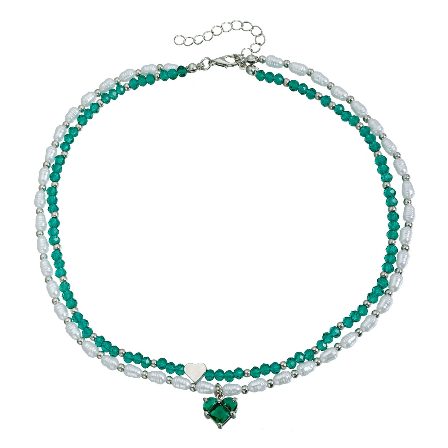 Elegant Heart-Shaped Geometric Alloy Necklace with Rhinestone Accents, Plated Finish, Delicate Clavicle Chain for Women