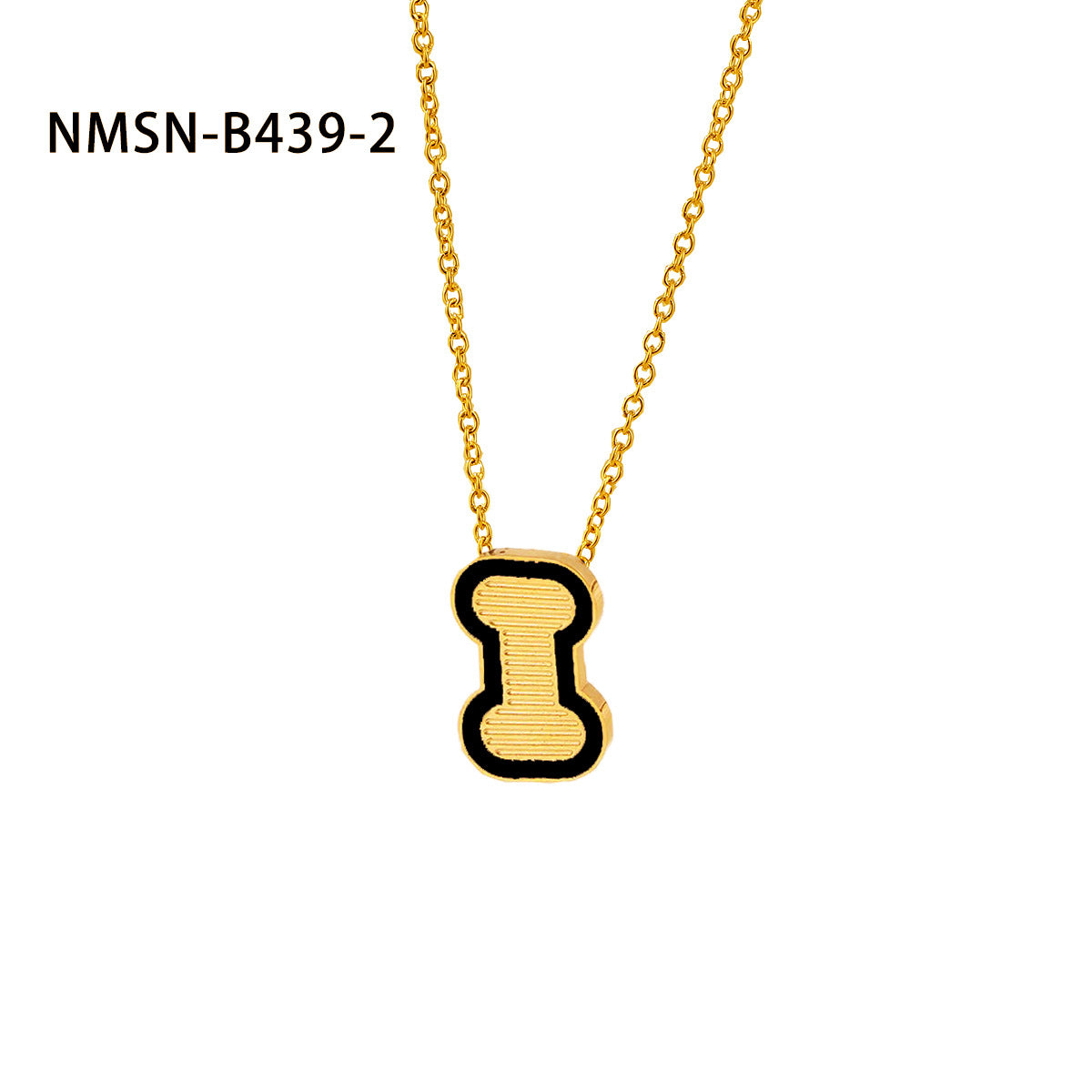 Collana con pendente a forma di lettera minimalista in acciaio inossidabile placcato oro 18 carati e dettagli in smalto da donna