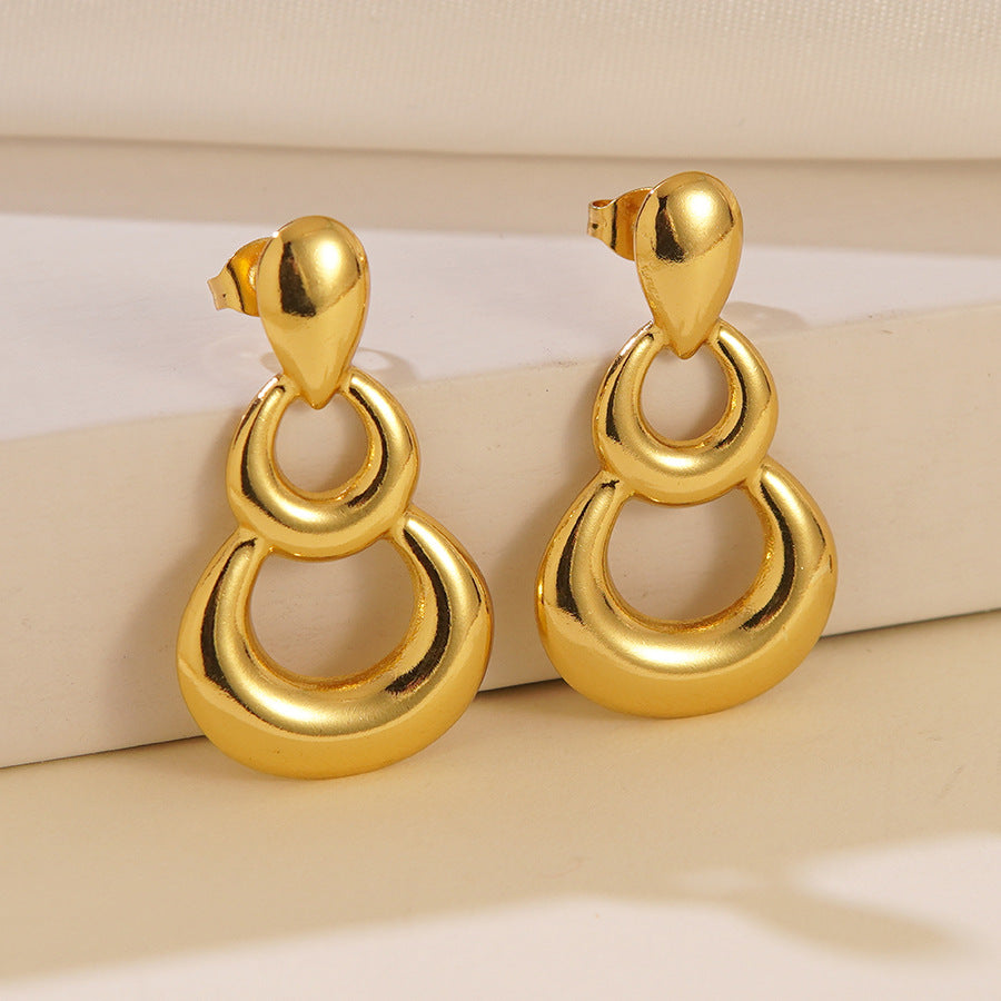 Elegant Floral Geometric Stainless Steel Earrings for Women