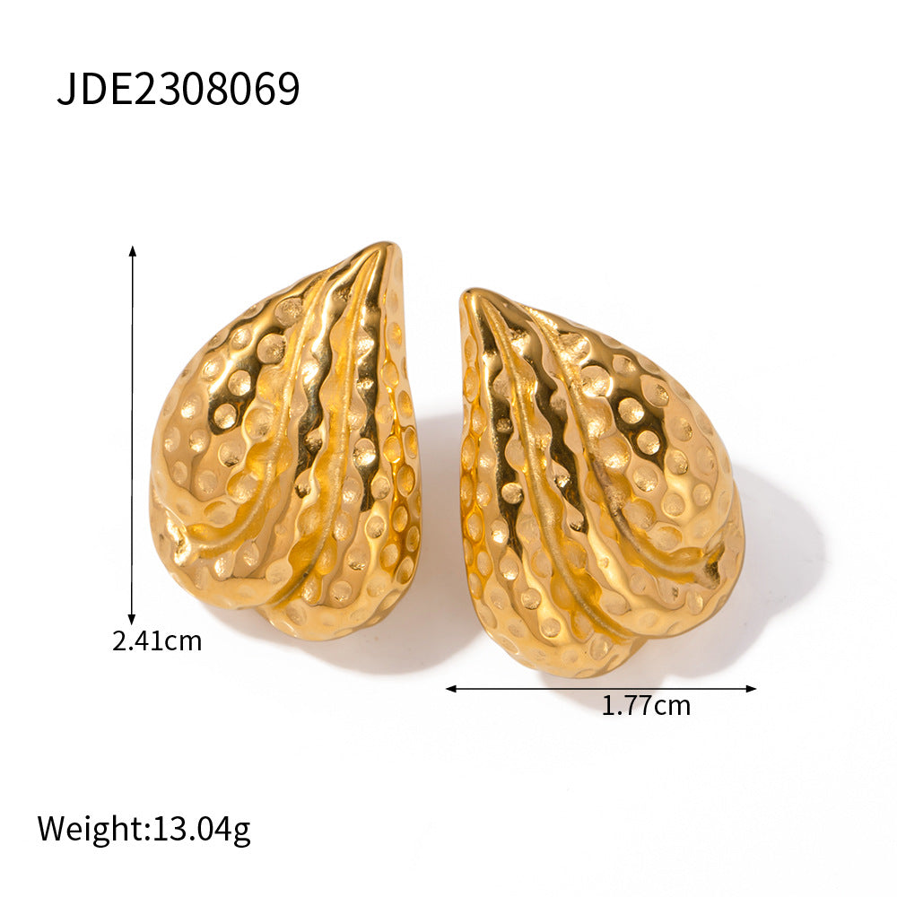 Orecchini a Cerchio Geometrici di Lusso, Perno in Acciaio Inossidabile Placcato Oro 18K da Donna