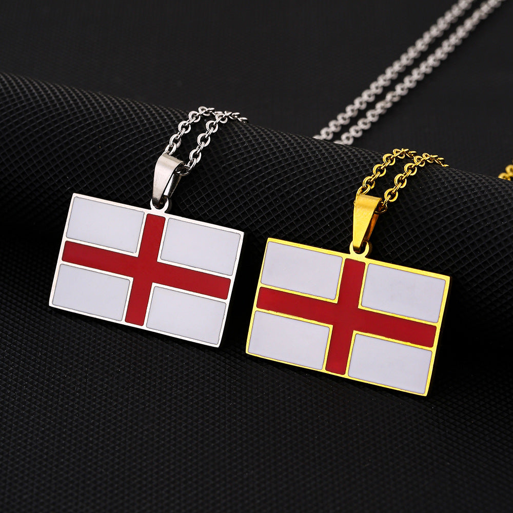 Collana con pendente rettangolare vintage etnico in acciaio inossidabile con finitura smaltata, unisex