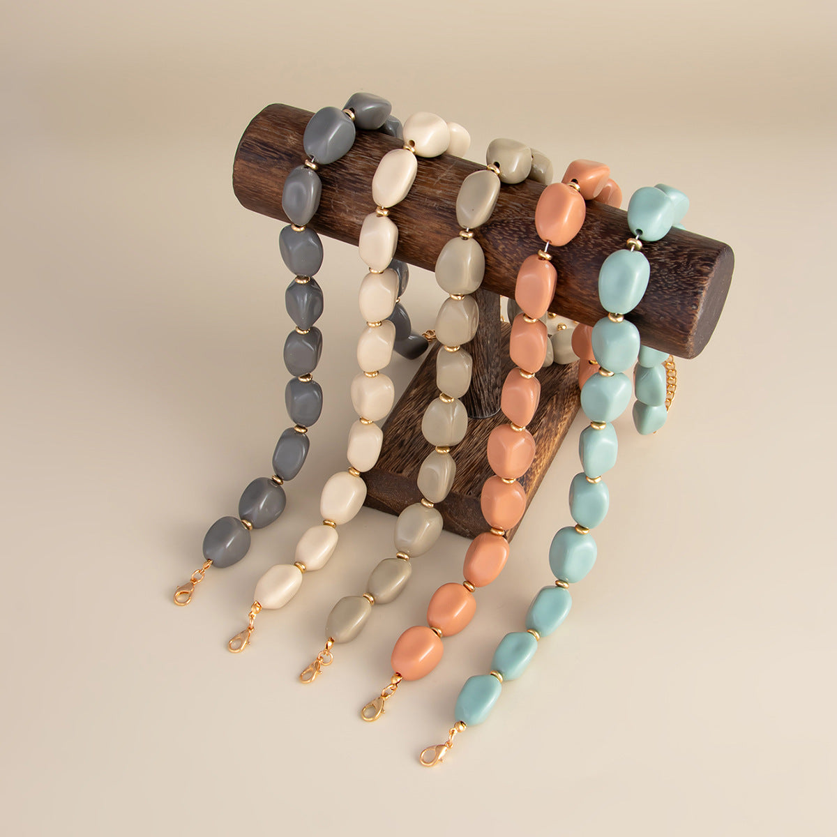 Vintage Geometric Acrylic Beaded Necklace for Women