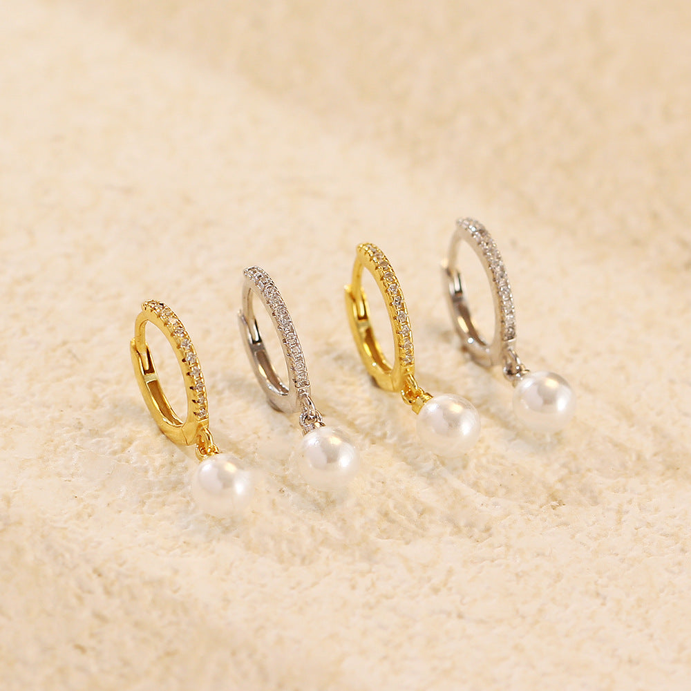Minimalist Geometric S925 Sterling Silver Stud Earrings with Micro-Pavé Detailing for Women