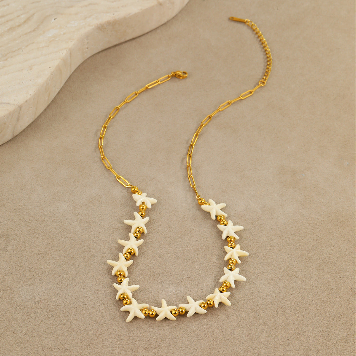 Collana con Ciondolo Geometrico a Stella in Acciaio Inossidabile, con Finitura Placcata, alla Moda, per Donne, Tema Spiaggia e Oceano, Gioiello Estivo