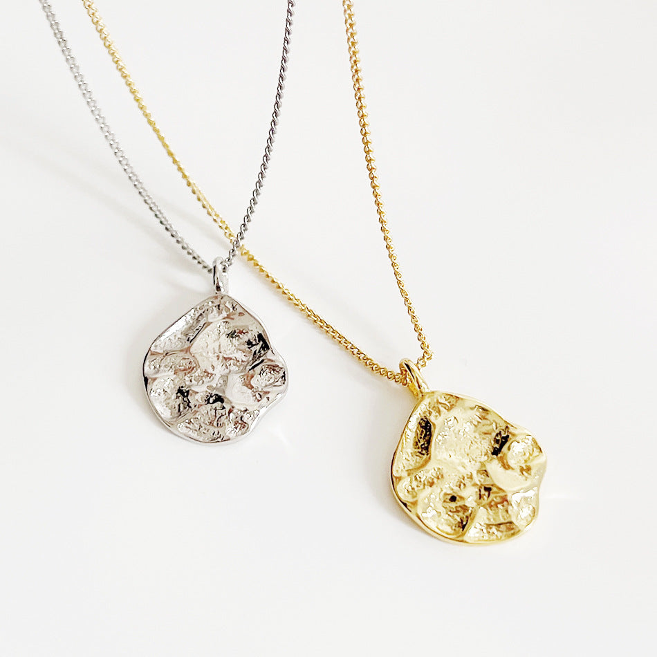 Minimalist Geometric Round Pendant Necklace for Women in 925 Sterling Silver with Braided Chain