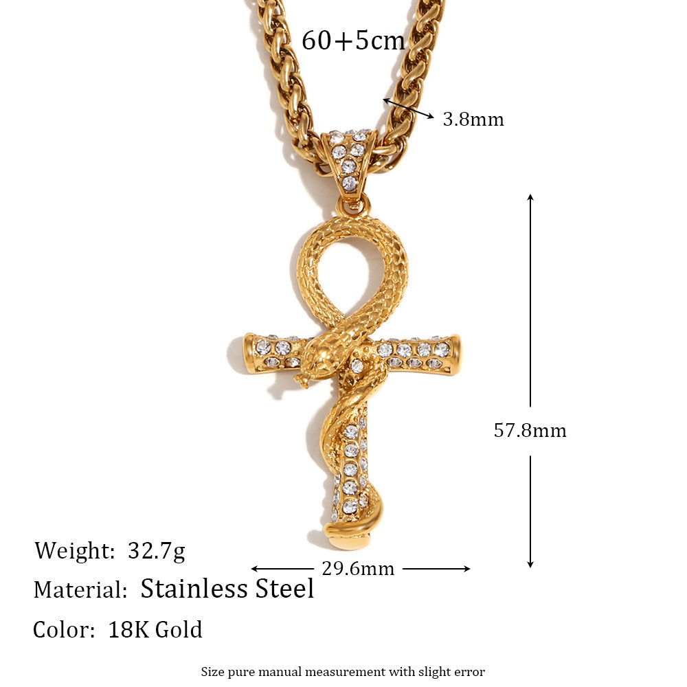 Collar con colgante de serpiente minimalista para hombre de acero inoxidable con chapado en oro de 18 quilates, diseño de animal, accesorio de moda