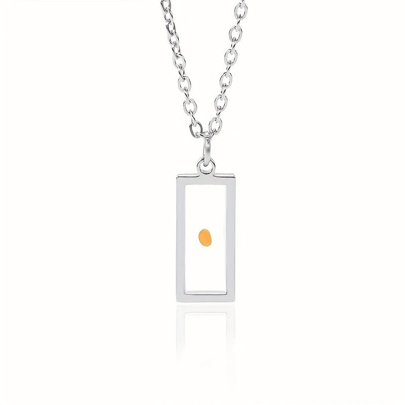 Natural Style Rectangular Dried Flower Wish Seed Time Gem Necklace for Women with Stainless Steel Chain and Titanium Steel Pendant