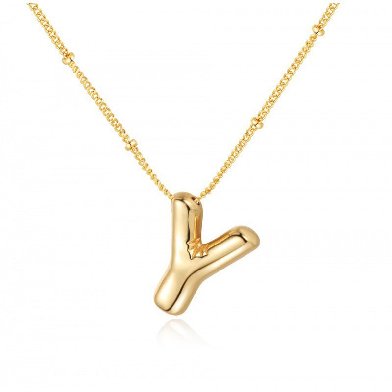 Gold Plated Brass Letter Pendant Necklace for Women