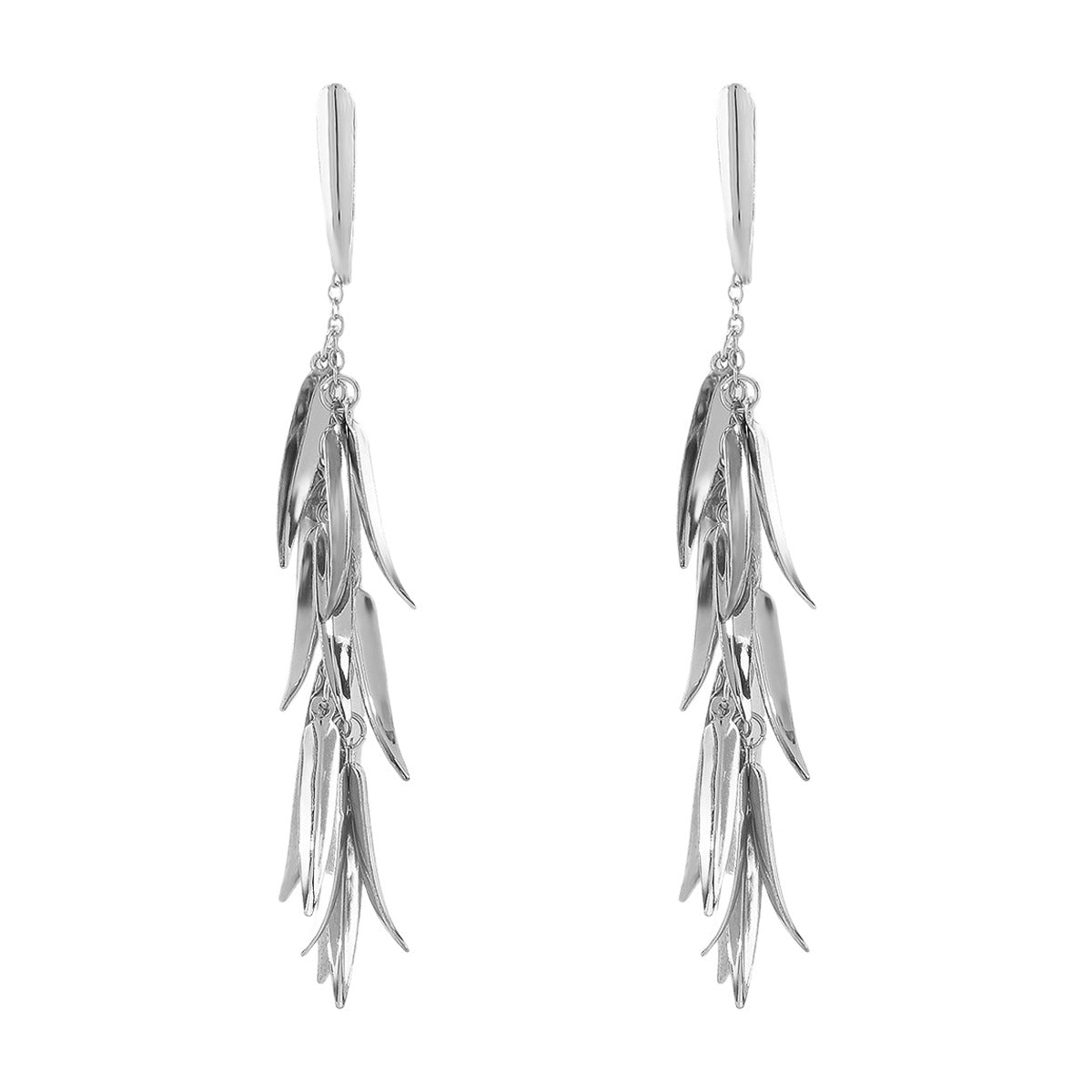 Pendientes Colgantes Minimalistas de Borla en Forma de Espiga de Trigo para Mujer en Hierro con Acabado Chapado