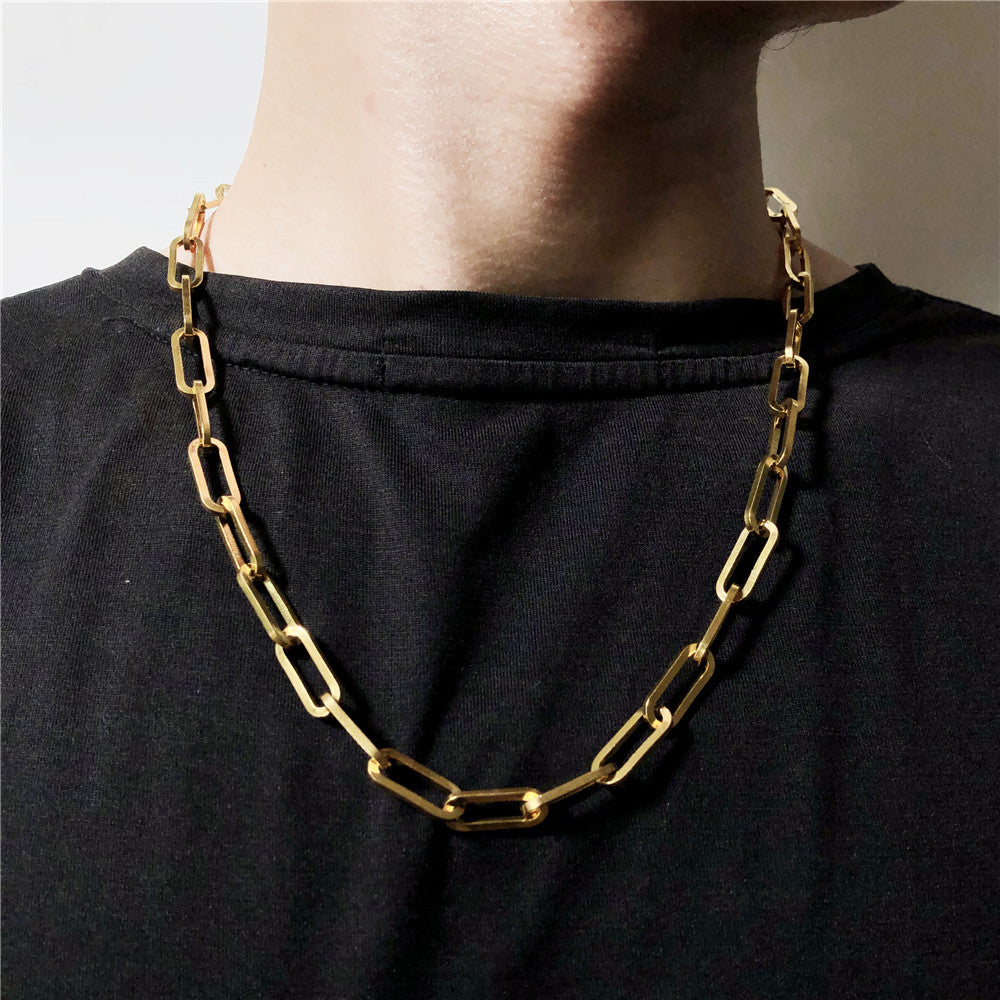 Hip-hop Minimalist Geometric Titanium Steel Curb Chain Necklace Unisex