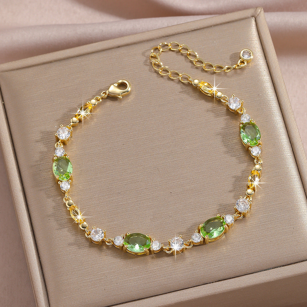 Luxury Gold Plated Brass Leaf Bracelet with Cubic Zirconia Inlay Unisex Floral Design