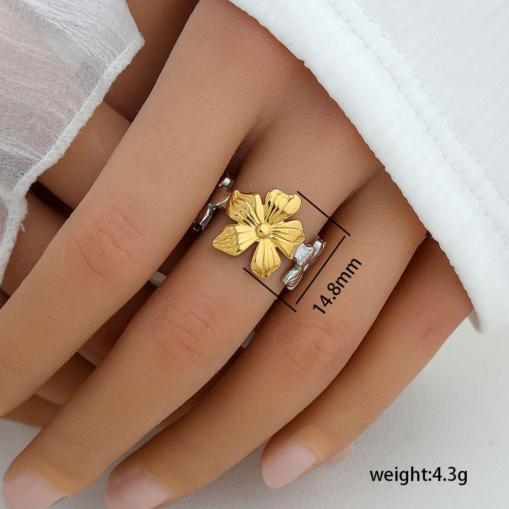 Anillo Ajustable Minimalista Geométrico de Acero Inoxidable con Baño de Oro para Mujer y Hombre