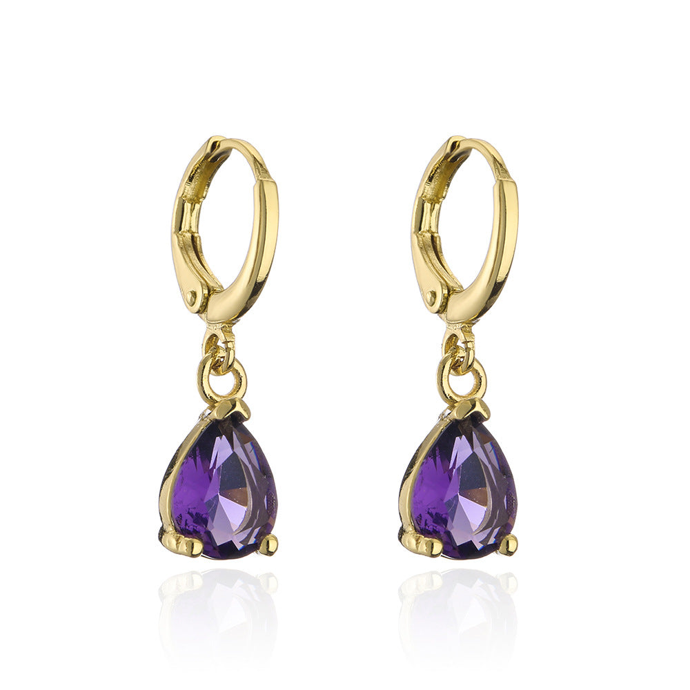 Vintage Geometric Dangle Earrings in Copper with Real Gold Plating and Micro-Pavé Zirconia for Women