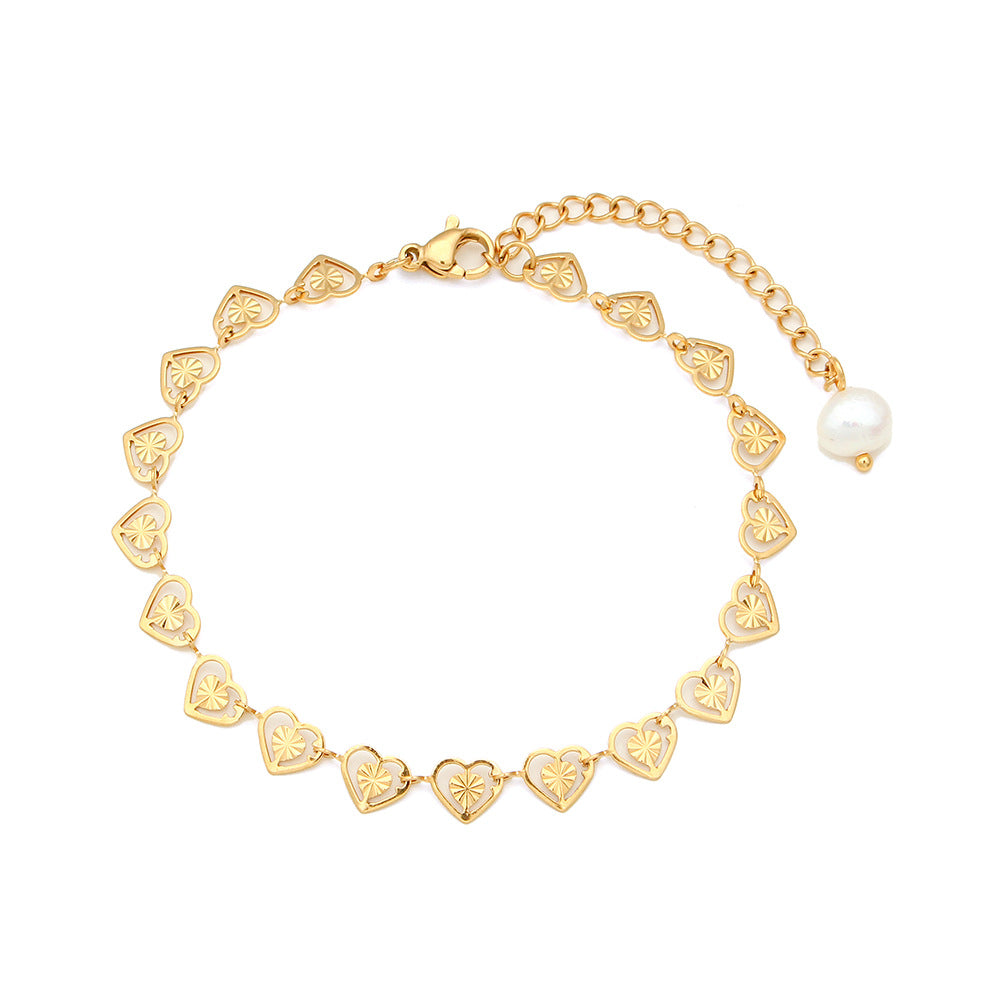Collana alla Clavicole Minimalista a Cuore Elegante in Acciaio Inossidabile con Pendente in Acciaio al Titanio e Finitura Galvanica da Donna