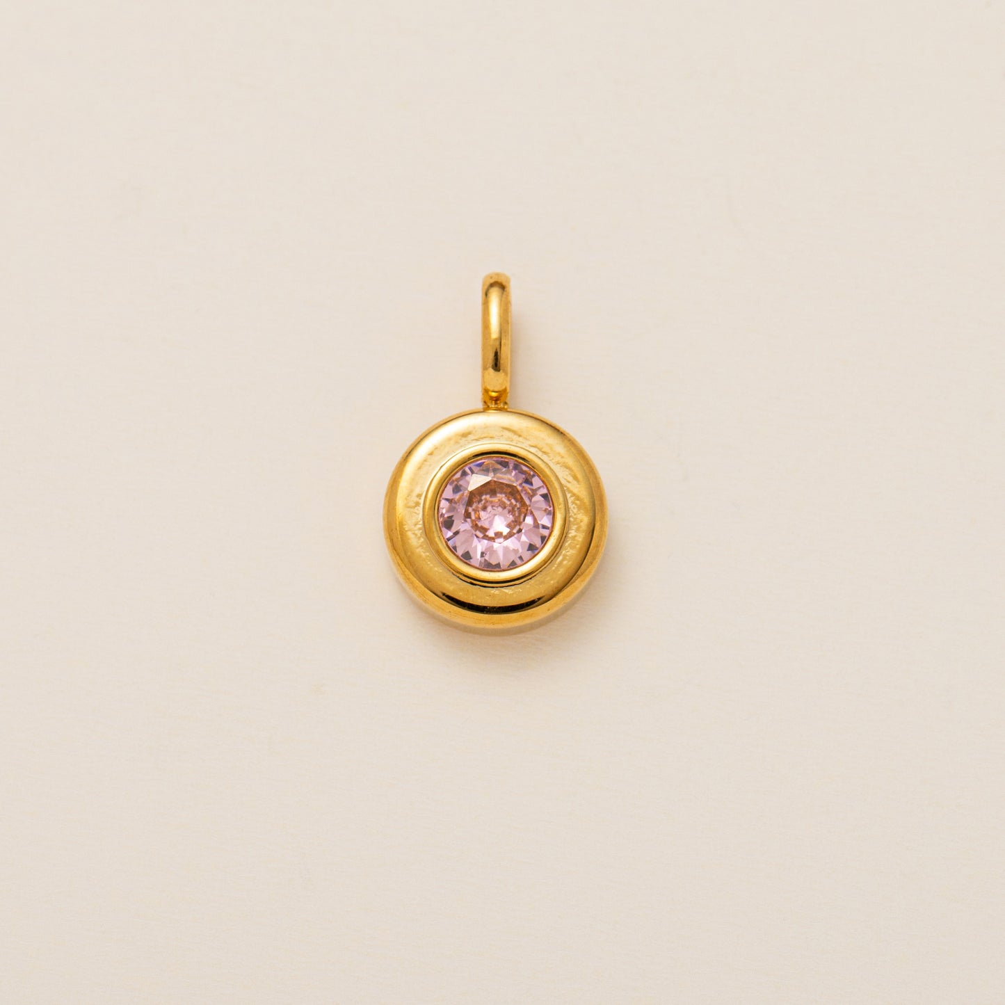 Minimalist Round Geometric Titanium Steel Pendant with Cubic Zirconia Birthstone for Women