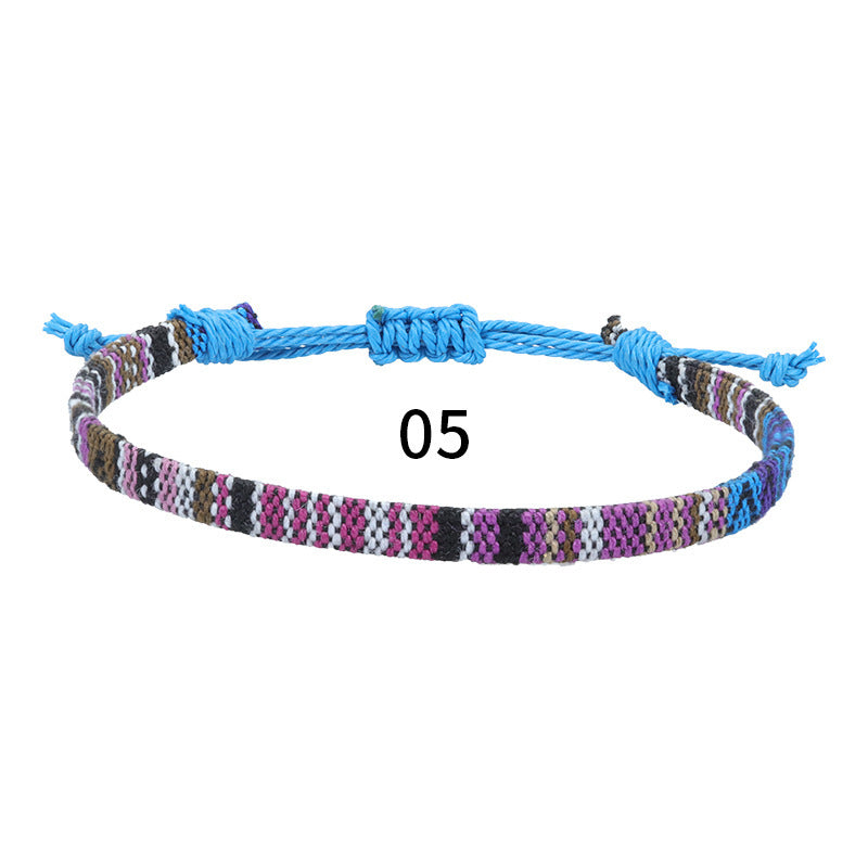 Bohemian Rainbow Braided Cotton Linen Anklet Unisex Adjustable Foot Jewelry
