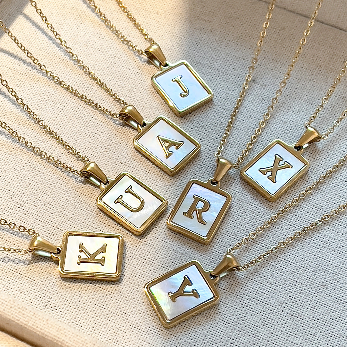 Minimalist Letter Pendant Necklace in Titanium Steel with 18K Gold Plating on Stainless Steel Chain for Women