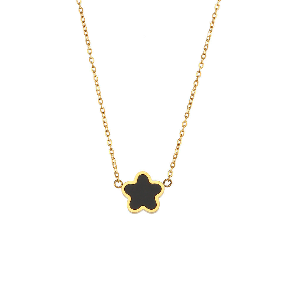 Collar Minimalista Floral Geométrico con Colgante para Mujer en Acero Inoxidable con Acabado Chapado