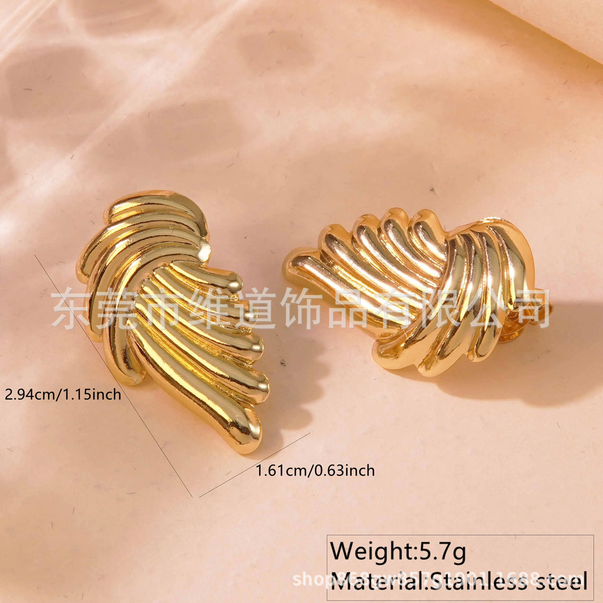 Beach Style Stainless Steel Geometric Starfish Shell Stud Earrings for Women