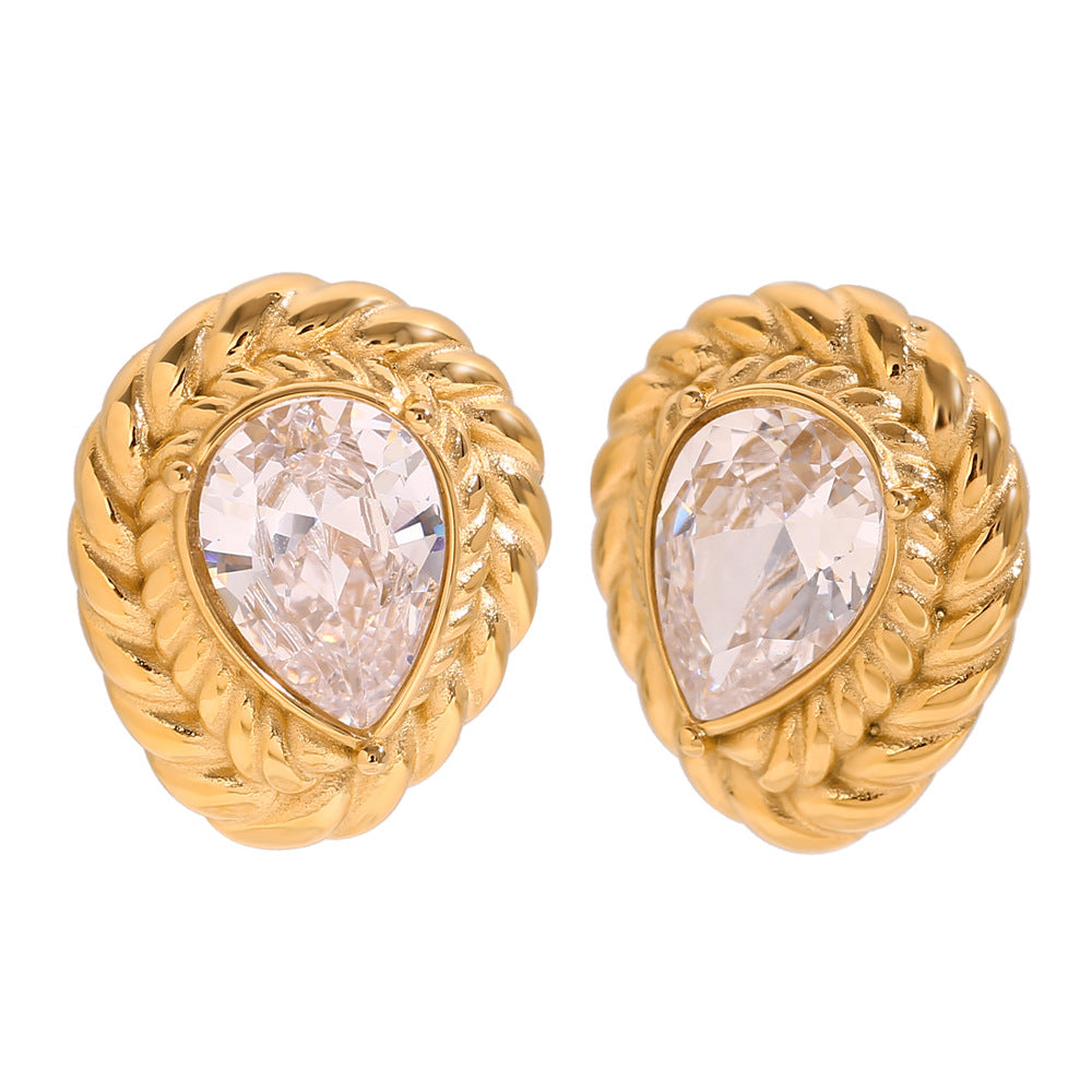 Orecchini a perno geometrici irregolari da donna in stile francese vintage, realizzati in acciaio inossidabile con placcatura in oro 18 carati
