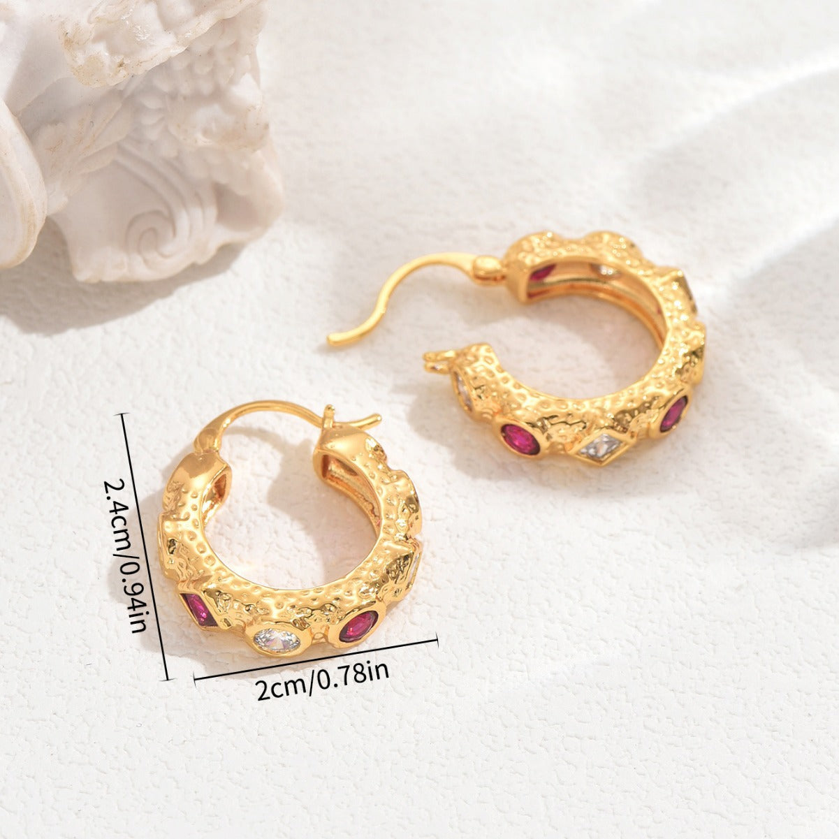 Orecchini a perno geometrici minimalisti da donna con intarsio di strass su base in rame e perni in acciaio inossidabile, orecchini a perno di lusso di tendenza