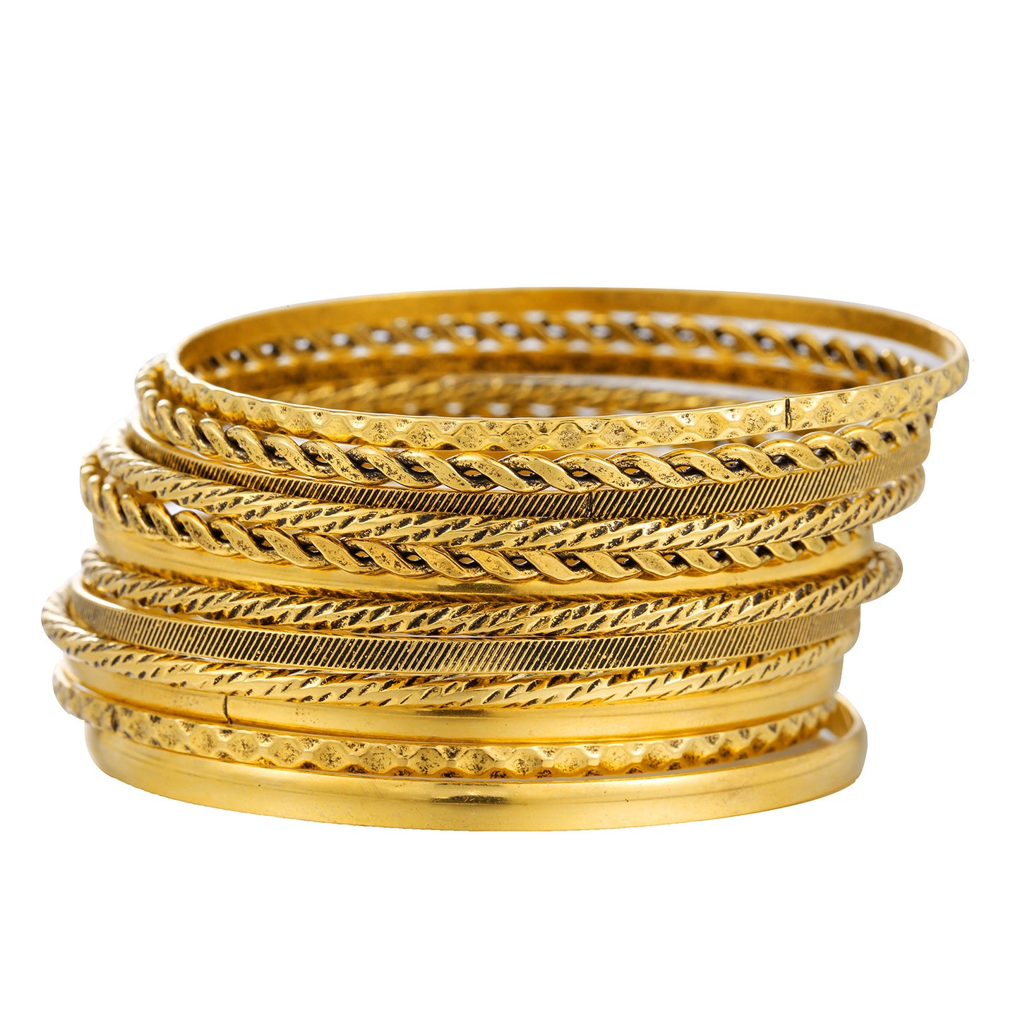 Vintage Bohemian Ethnic Round Geometric Gold Plated Alloy Bracelet Set for Women
