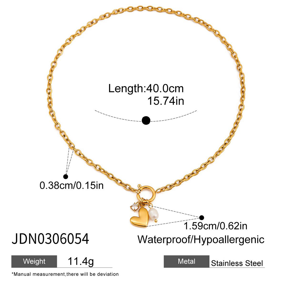 Collana con Pendente Geometrico Minimalista in Acciaio al Titanio con Accento di Perla d'Acqua Dolce, Catena in Acciaio Inossidabile Galvanizzato, Gioielli Eleganti da Donna