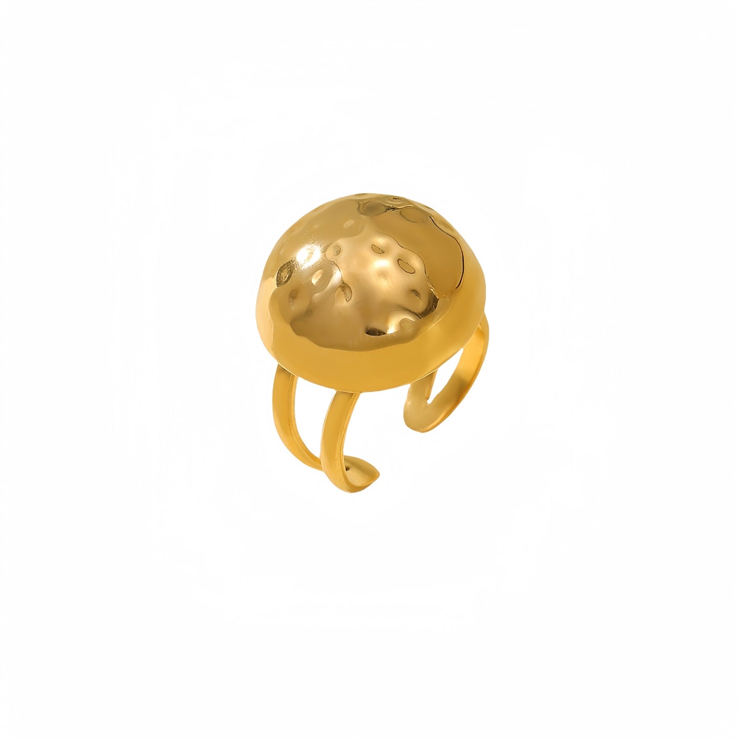 Anillo abierto vintage de acero inoxidable de lujo minimalista para mujer con acabado pulido y diseño circular geométrico