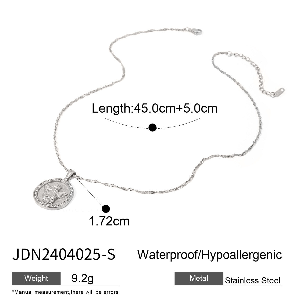 Minimalist Geometric Round Stainless Steel PVD Cubic Zirconia Necklace for Women