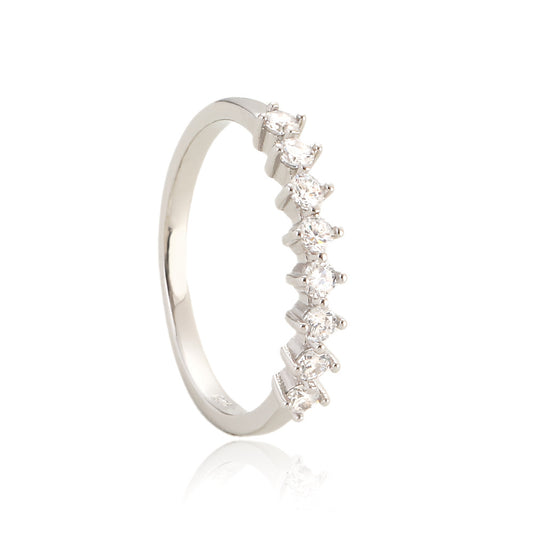 Anillo minimalista de plata de ley 925 con diamante redondo geométrico chapado para mujer