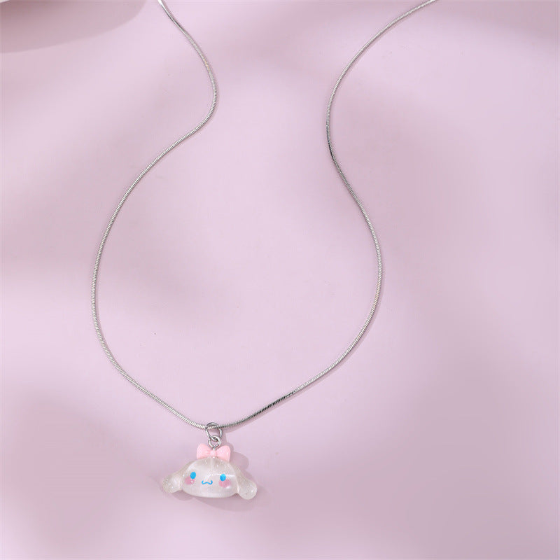 Dolce Collana con Ciondolo Cinnamoroll Sanrio con Catena in Lega a Forma di Fiocco per Bambine e Ragazze