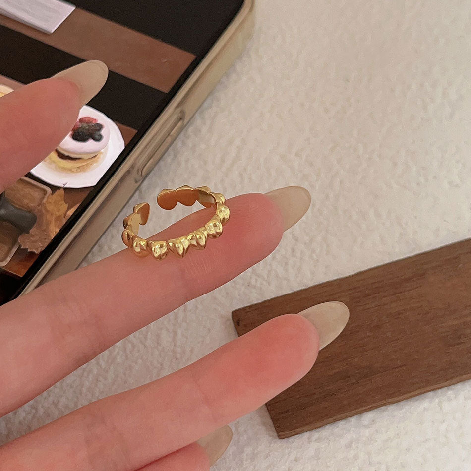 Anillo de plata de ley 925 minimalista en forma de corazón con acento cuadrado biselado para mujer