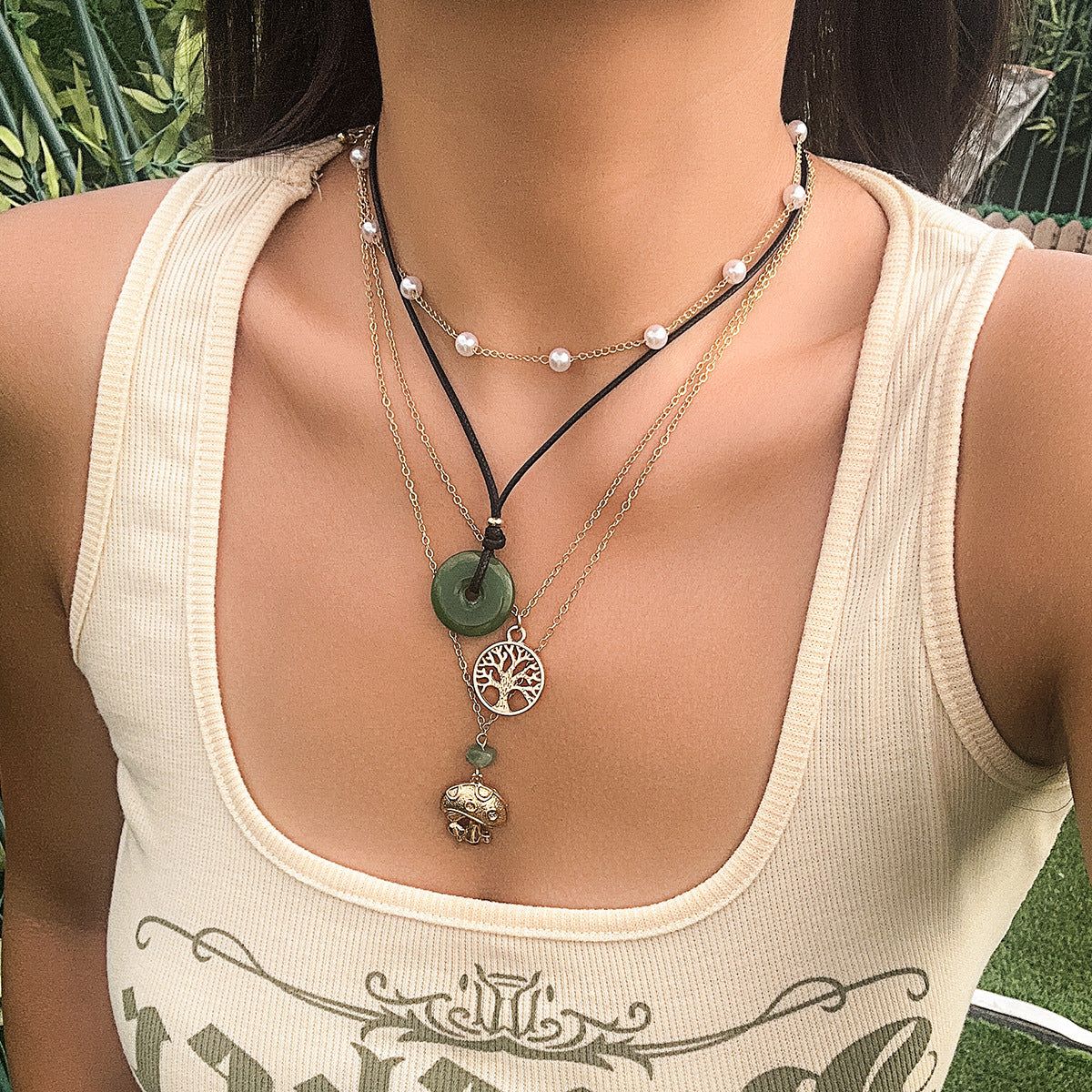 Vintage Turquoise Evil Eye Geometric Resin Pendant Necklace for Women