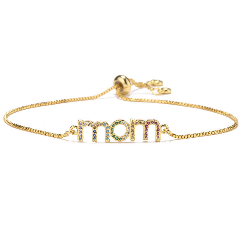 Geometric Brass Gold Plated Bracelet with Micro-set Cubic Zirconia for Women